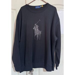 ✨ NWOT Polo Ralph Lauren Leather Big Pony Fleece Sweatshirt ✨